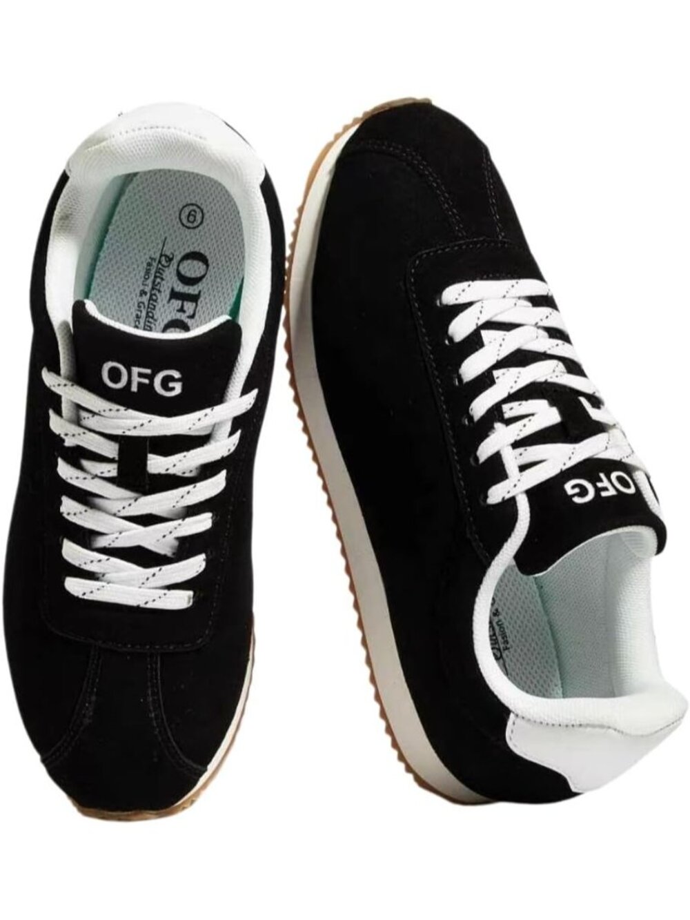 Women's Black Comfortable Low Top Classic Retro Running Lightweight Sneakers